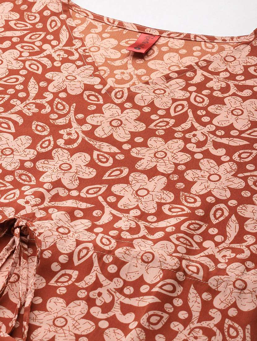 women v-neck floral printed kaftan dress - 20408614 -  Standard Image - 4