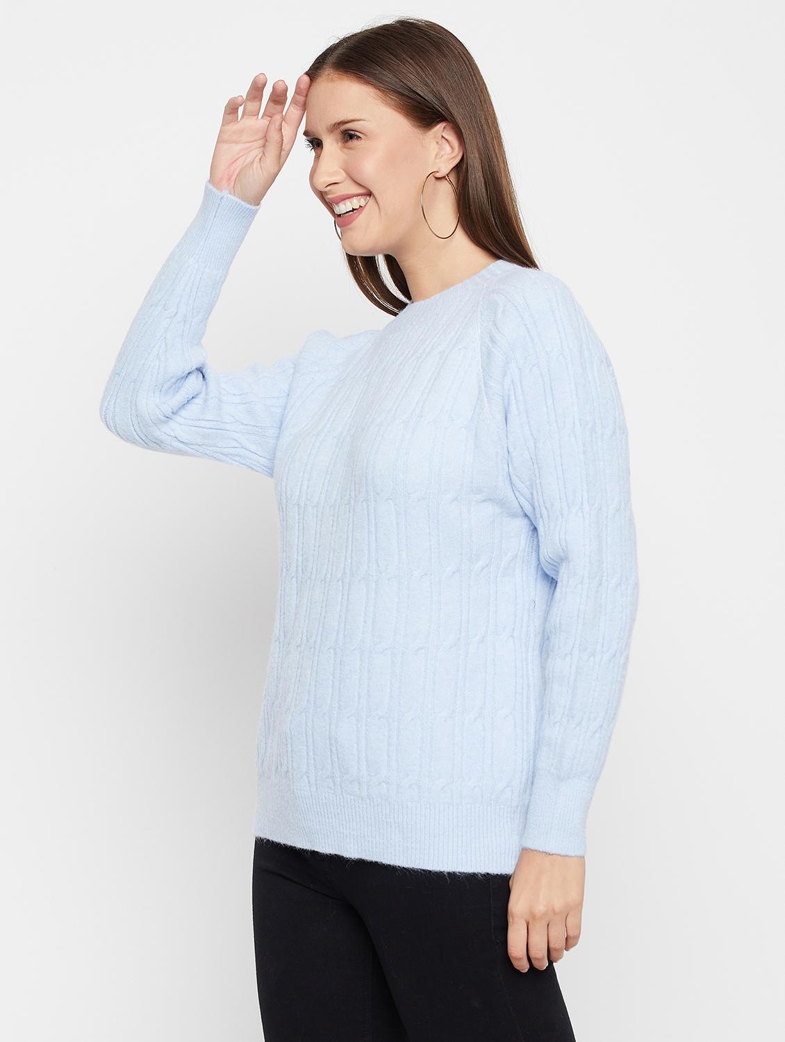 women light blue wool regular pullover - 20409203 - Standard Image - 1