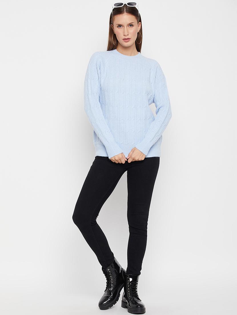 women light blue wool regular pullover - 20409203 - Standard Image - 4