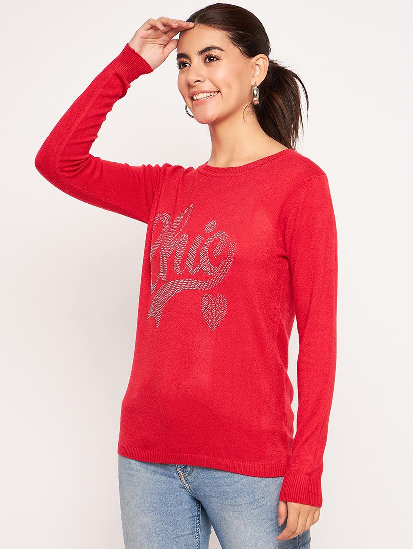 women red wool regular pullover - 20409208 - Standard Image - 1