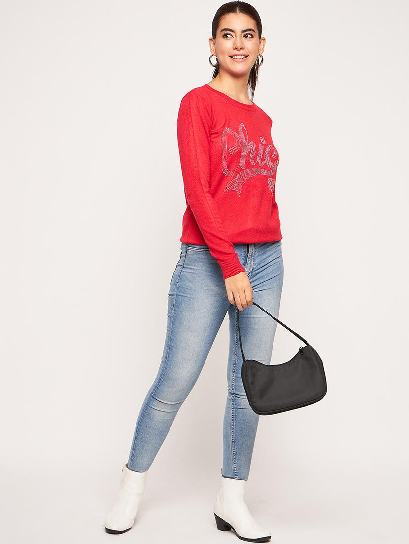 women red wool regular pullover - 20409208 - Standard Image - 4
