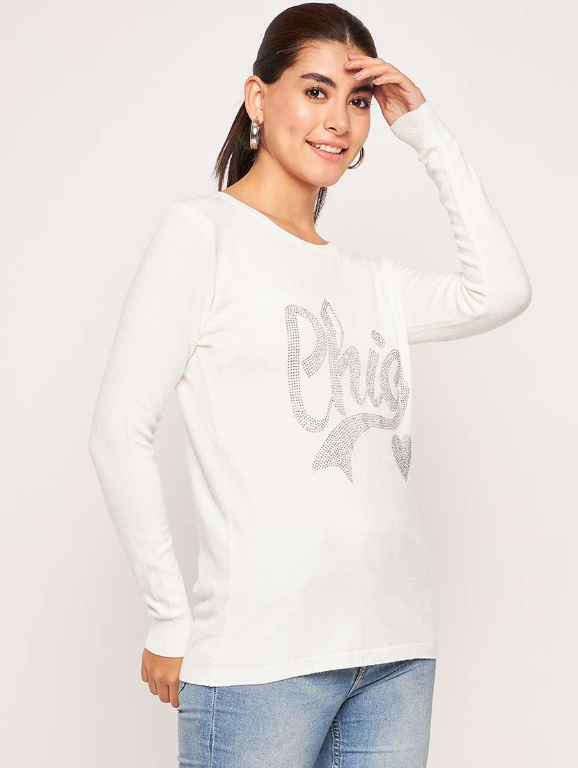 women white wool regular pullover - 20409209 -  Standard Image - 1