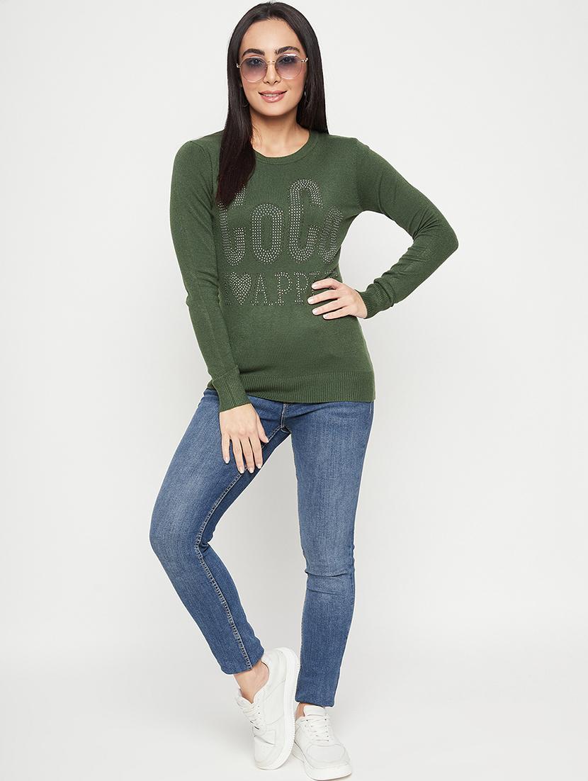 women green wool regular pullover - 20409212 - Standard Image - 4