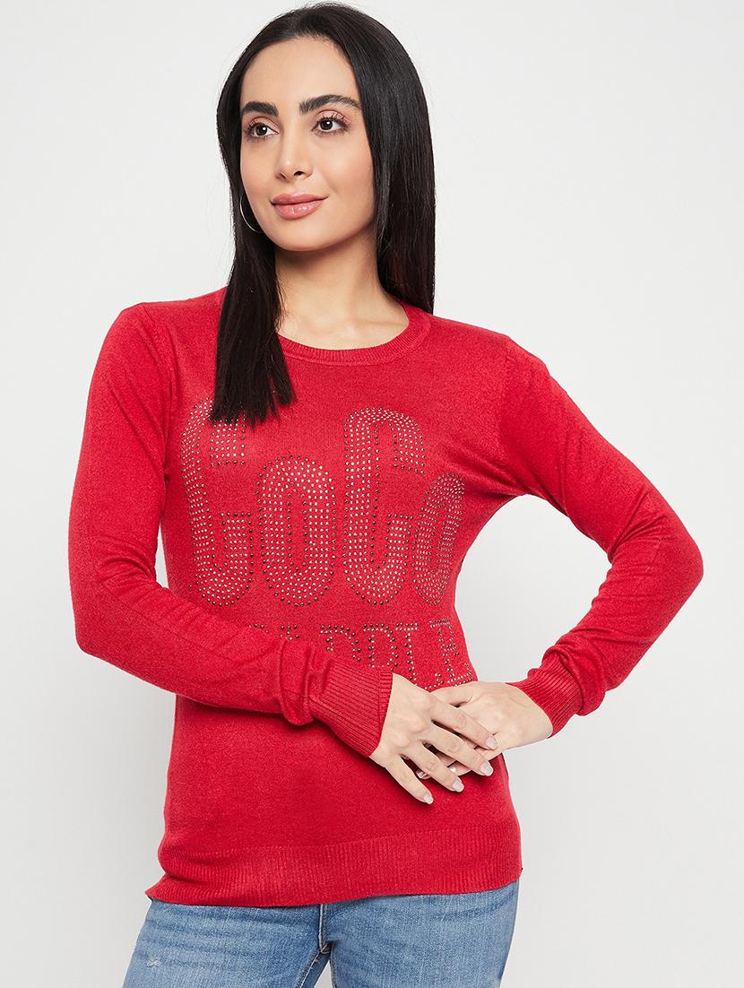 women red wool regular pullover - 20409214 - Zoom Image - 0