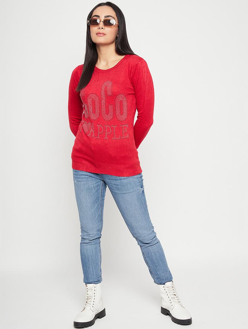 women red wool regular pullover - 20409214 - Standard Image - 4