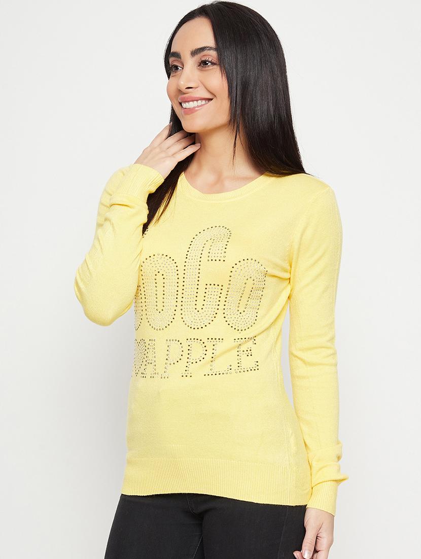 women yellow wool regular pullover - 20409216 - Standard Image - 1