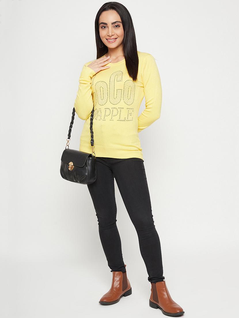 women yellow wool regular pullover - 20409216 - Standard Image - 4