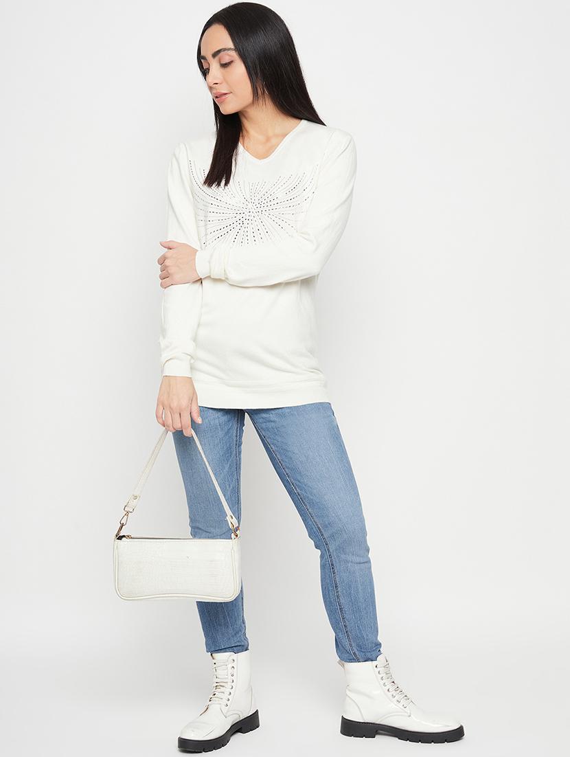 women white wool regular pullover - 20409219 - Standard Image - 4