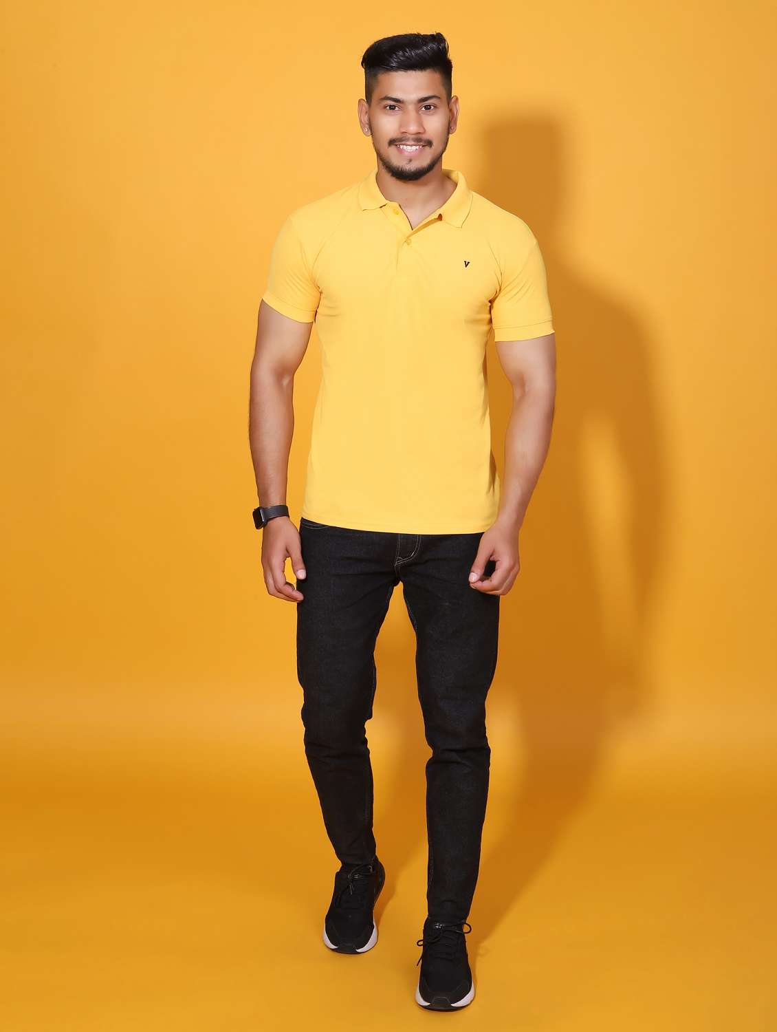men solid mustard cotton blend polo t-shirt - 20409259 -  Standard Image - 4