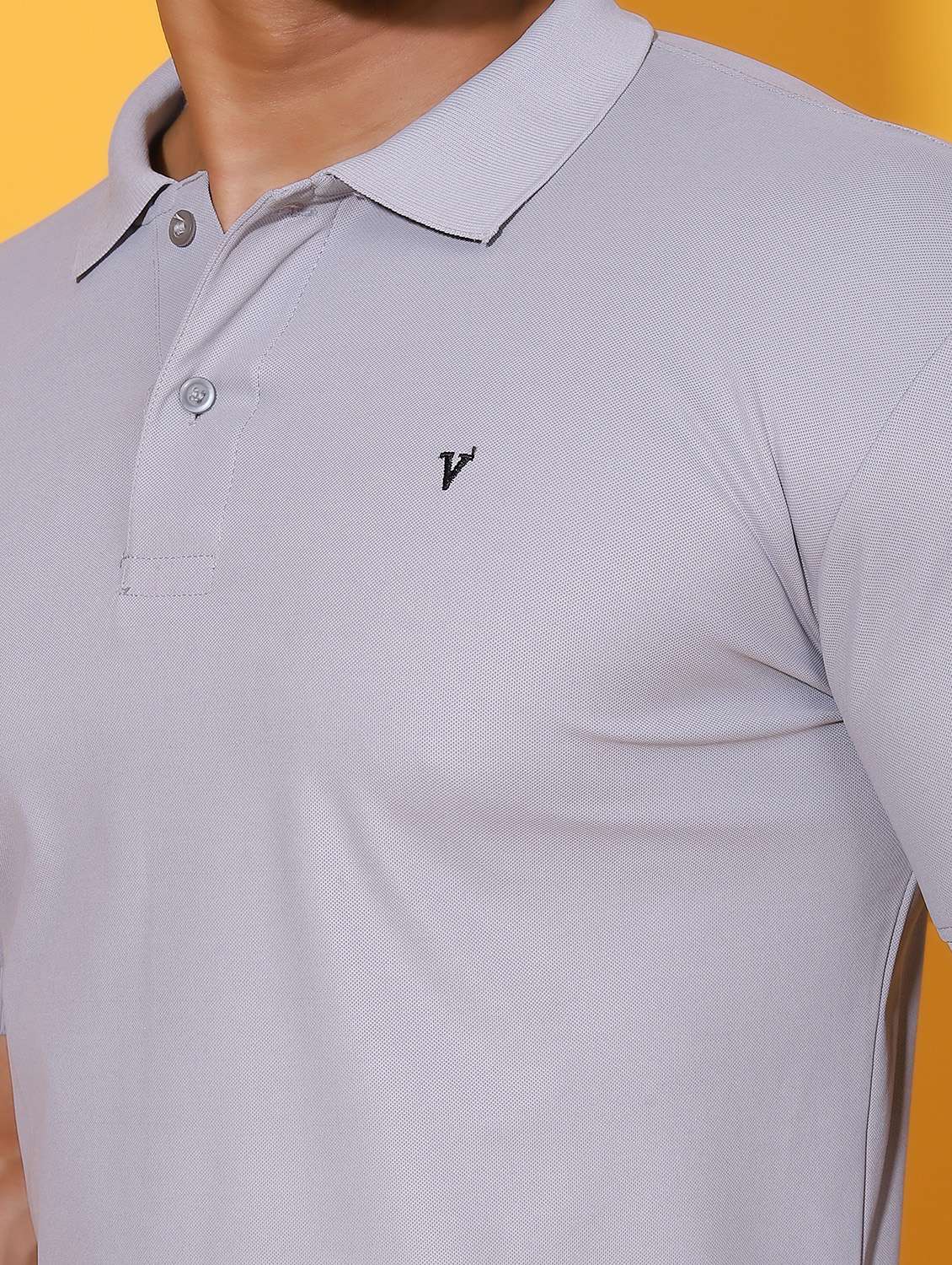 men grey solid polo t-shirt - 20409269 -  Standard Image - 4