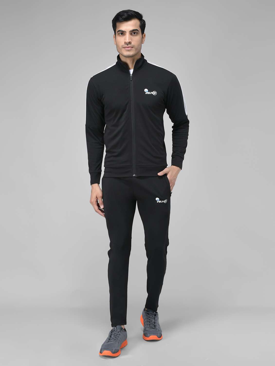 black taped ankle length track suit