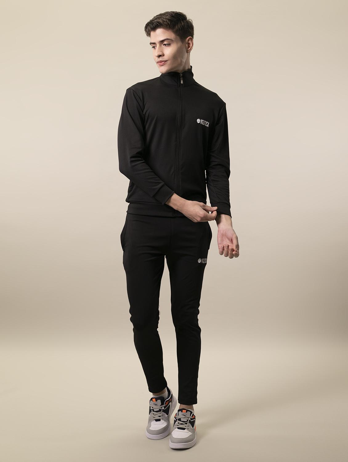 black solid ankle length track suit