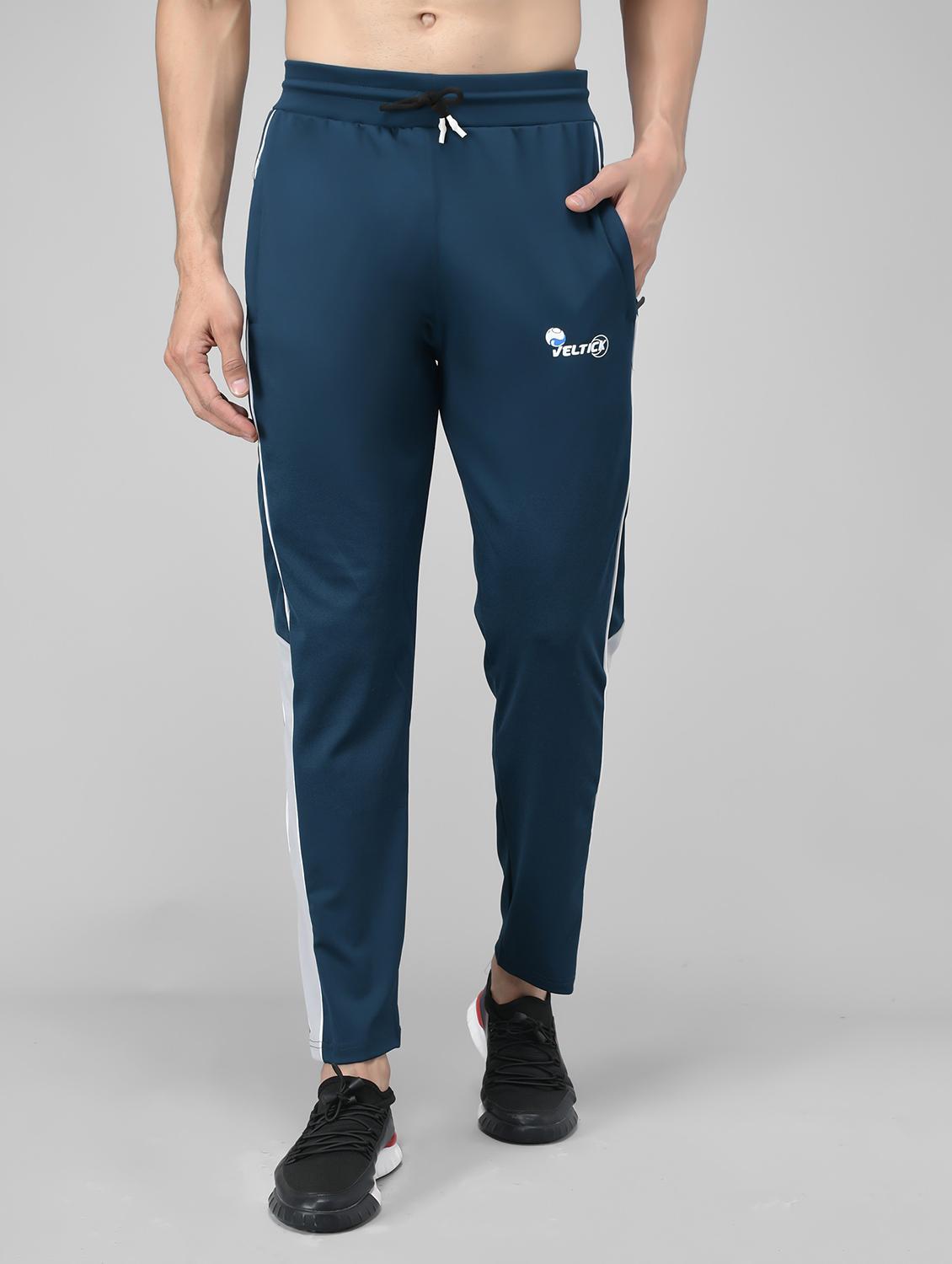 men's color block ankle length track pant
