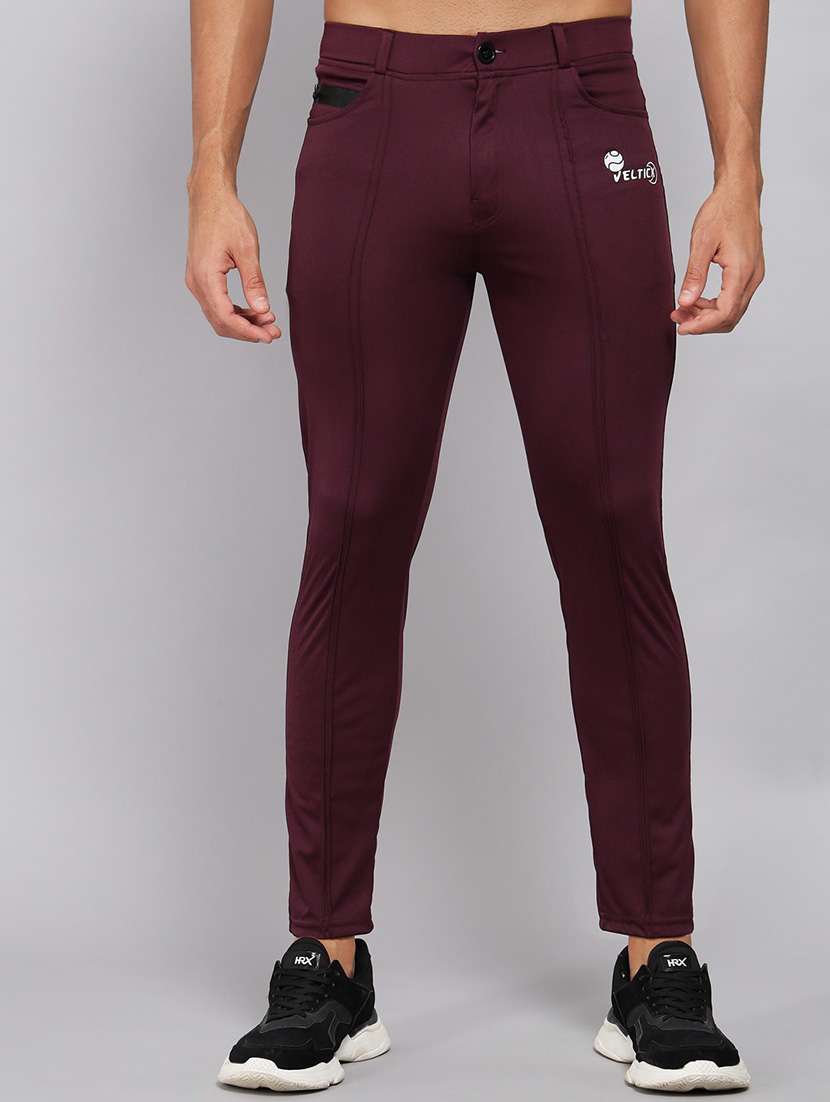 men's solid ankle length track pant