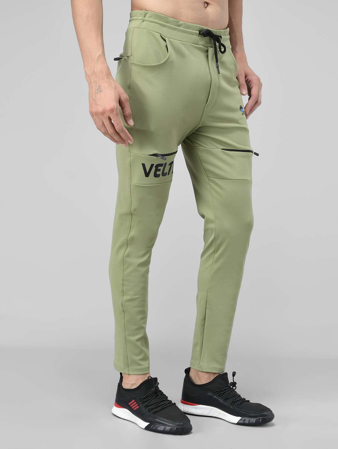 men olive placement printed ankle length track pant - 20409358 -  Standard Image - 1