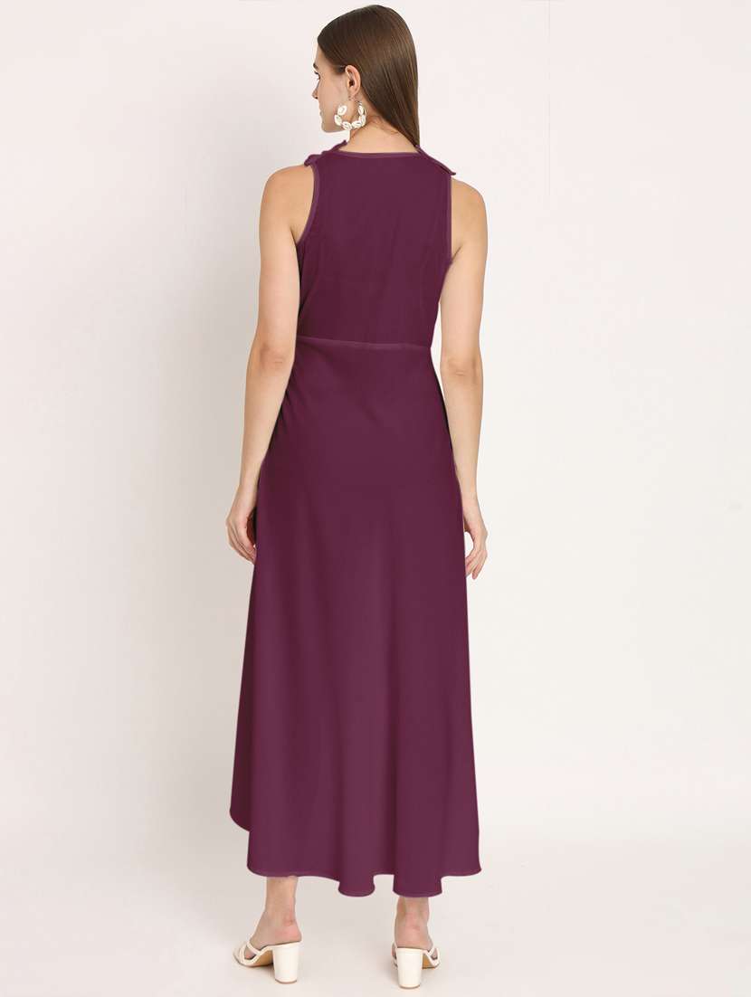 purple solid fit & flare sleeveless dress - 20409385 -  Standard Image - 4