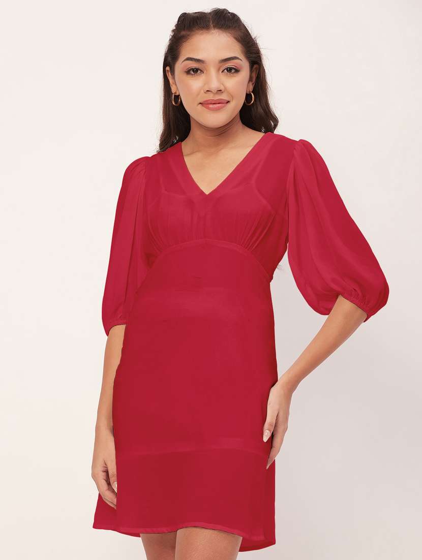 women red georgette a-line dress