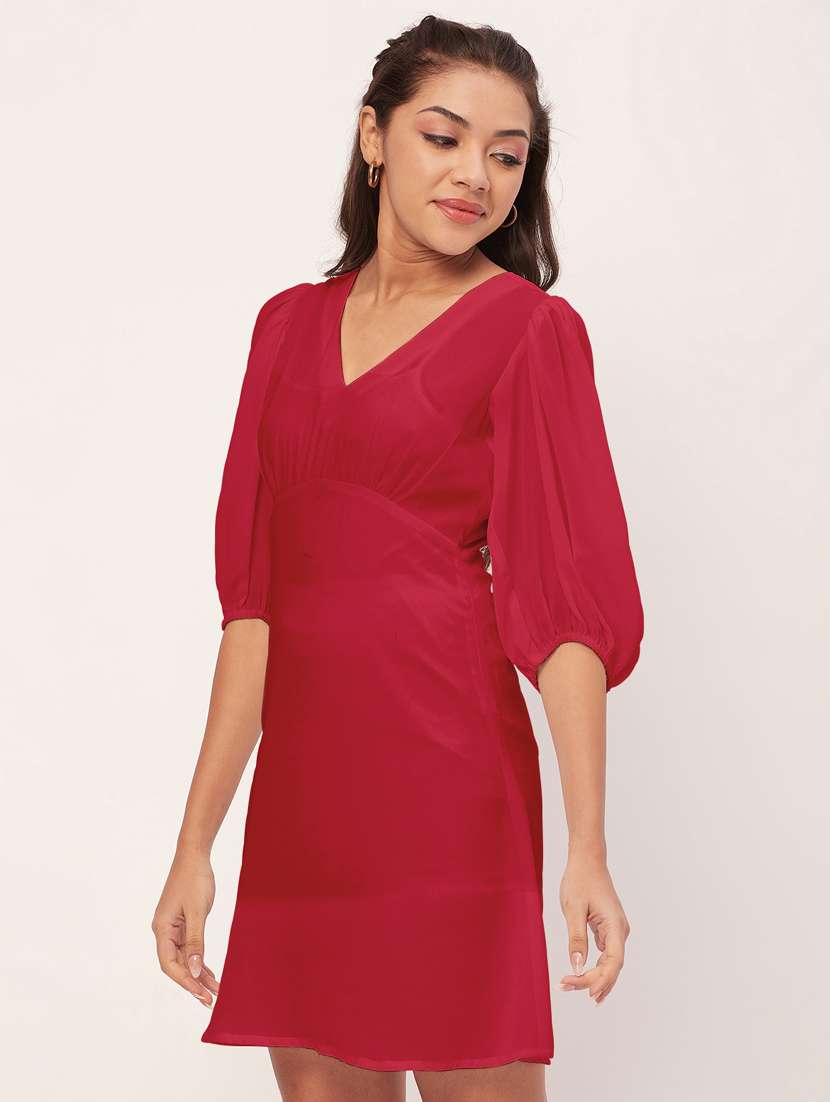 women red georgette a-line dress - 20409390 -  Standard Image - 1