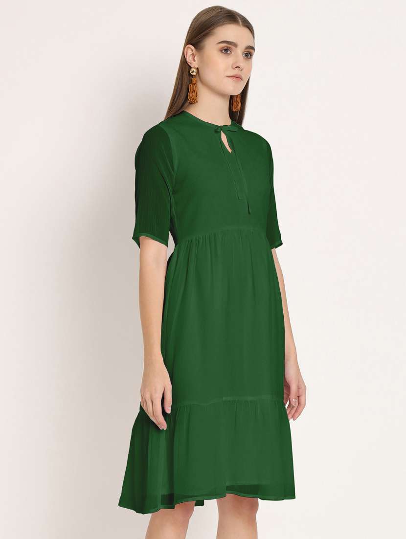 women green poly chiffon tiered dress - 20409409 -  Standard Image - 1