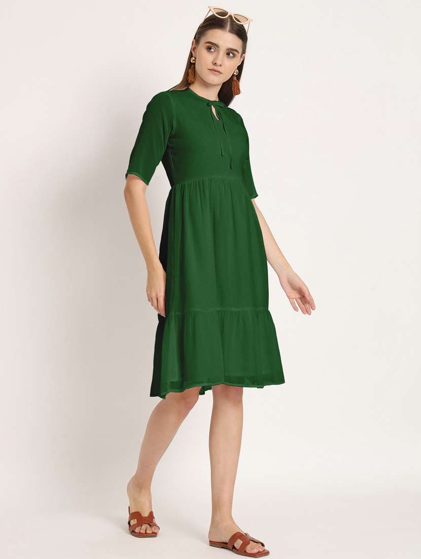 women green poly chiffon tiered dress - 20409409 -  Standard Image - 4