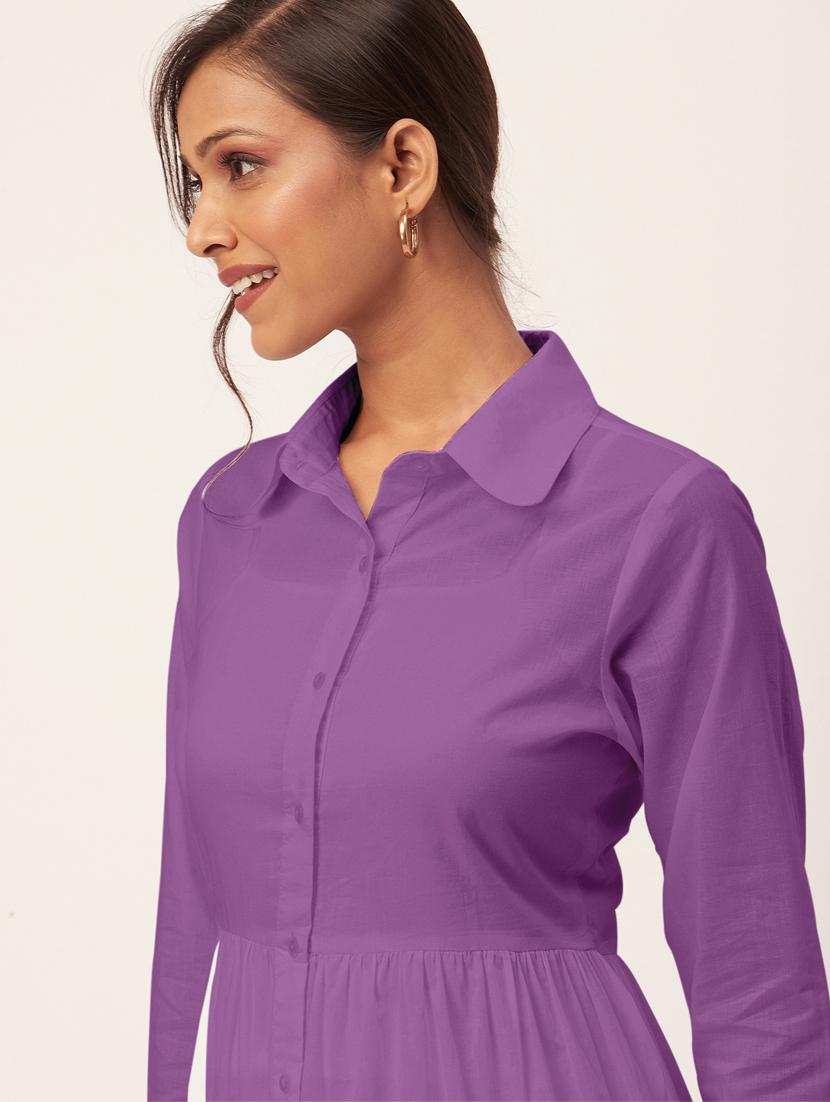 women purple cotton tiered dress dress - 20409411 - Standard Image - 4