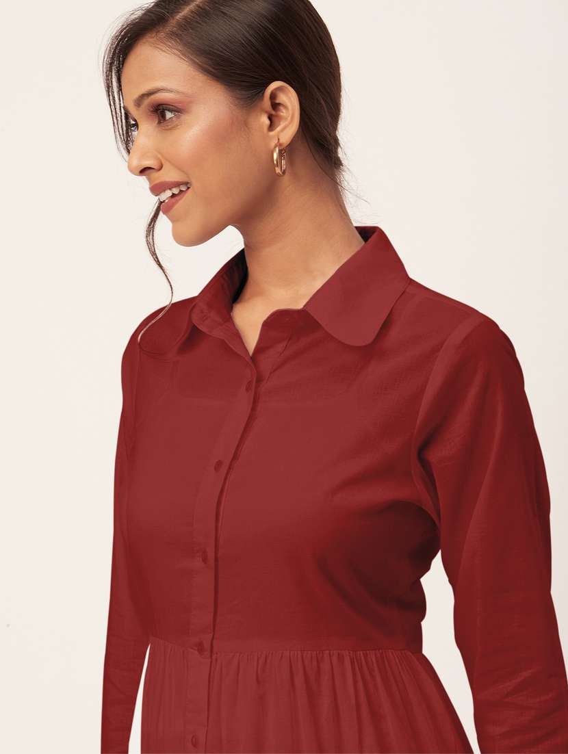 women red cotton tiered dress  - 20409414 -  Standard Image - 4