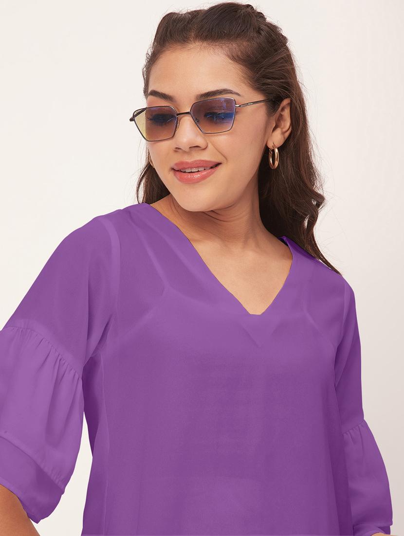 women purple georgette a-line dress - 20409417 - Standard Image - 4