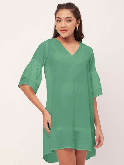 women neo mint georgette a-line dress - 20409422 - Standard Image - 0