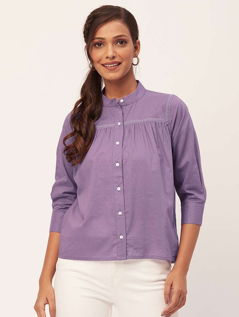 women purple cotton straight top - 20409574 -  Zoom Image - 0