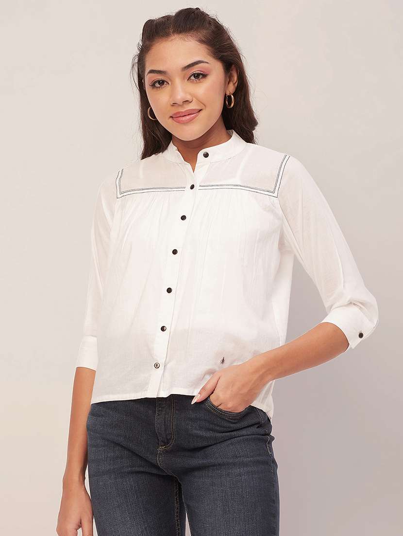 women white cotton straight top