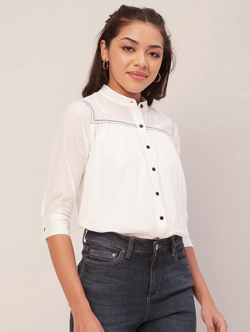 women white cotton straight top - 20409578 - Standard Image - 1