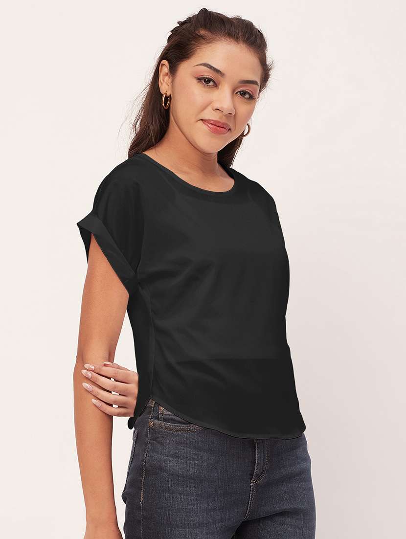women black crepe blouson top - 20409584 - Standard Image - 1
