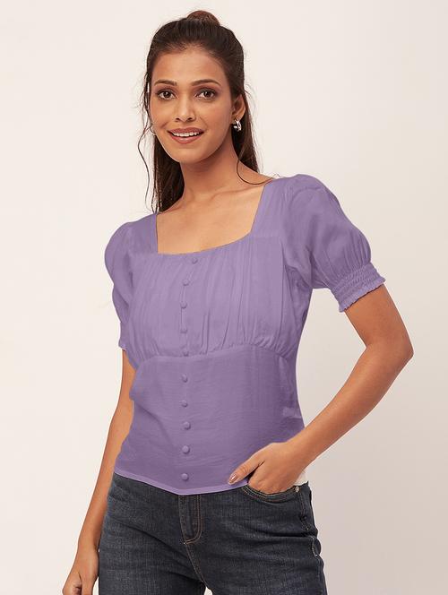 women purple viscose regular top - 20409587 -  Standard Image - 0