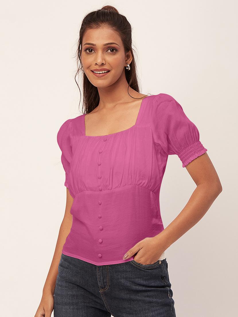 women pink viscose blouson top - 20409590 -  Zoom Image - 0