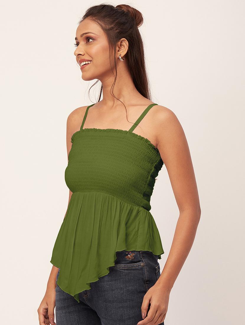 women green rayon peplum top - 20409592 - Standard Image - 1
