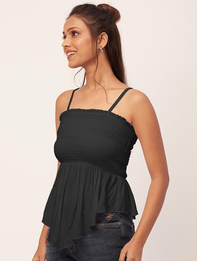 women black rayon peplum top - 20409598 - Standard Image - 1