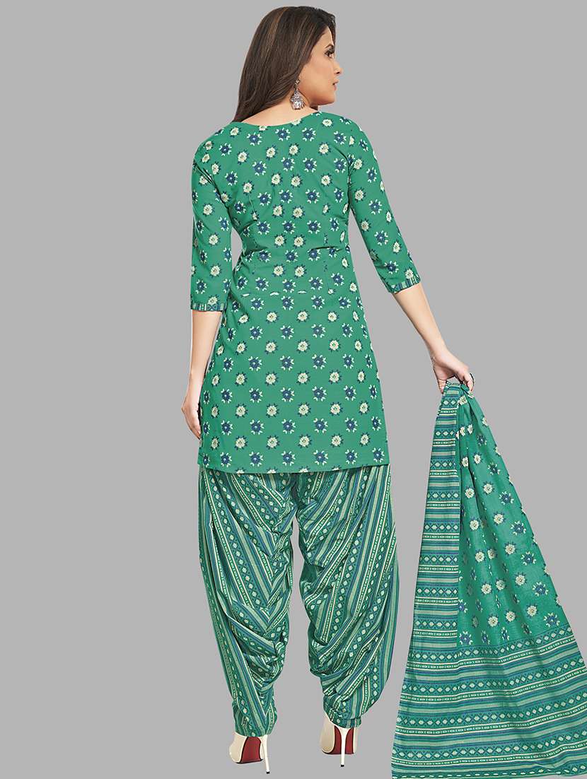 women green floral semi-stitched patiyala suits - 20410115 -  Standard Image - 1