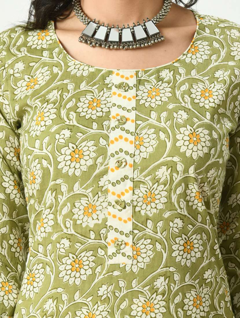 green kurta pant set with dupatta - 20410454 -  Standard Image - 4