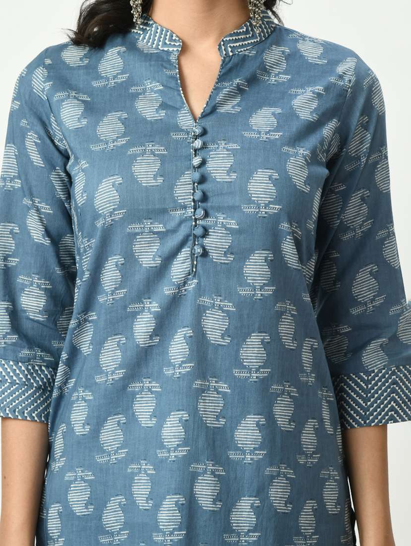 blue printed suit set - 20410459 -  Standard Image - 4