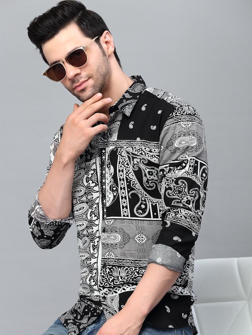 black cotton casual shirt - 20410677 - Standard Image - 1