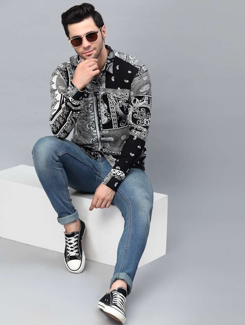 black cotton casual shirt - 20410677 - Standard Image - 6