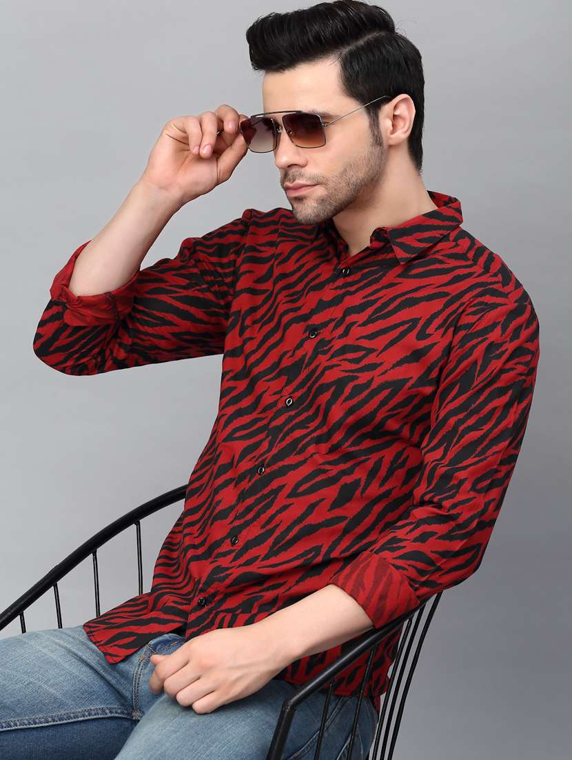 maroon cotton casual shirt - 20410692 -  Standard Image - 1