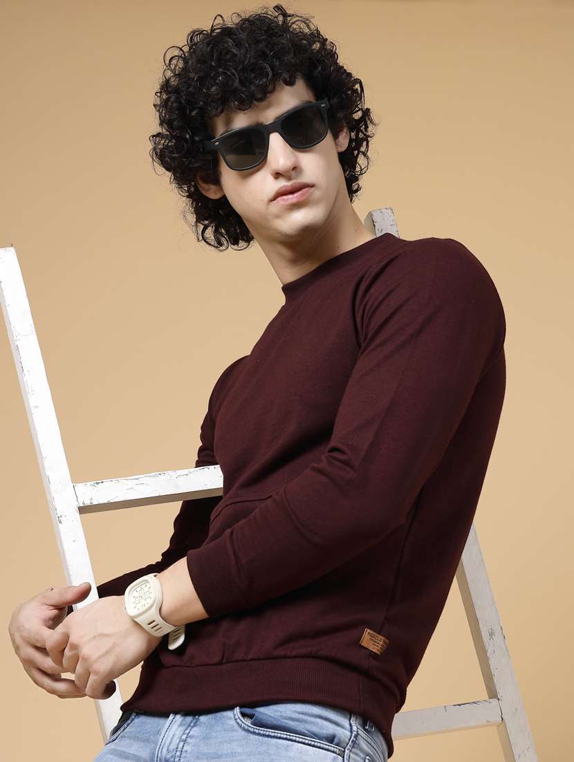 men round neck solid sweatshirt - 20410884 -  Standard Image - 1