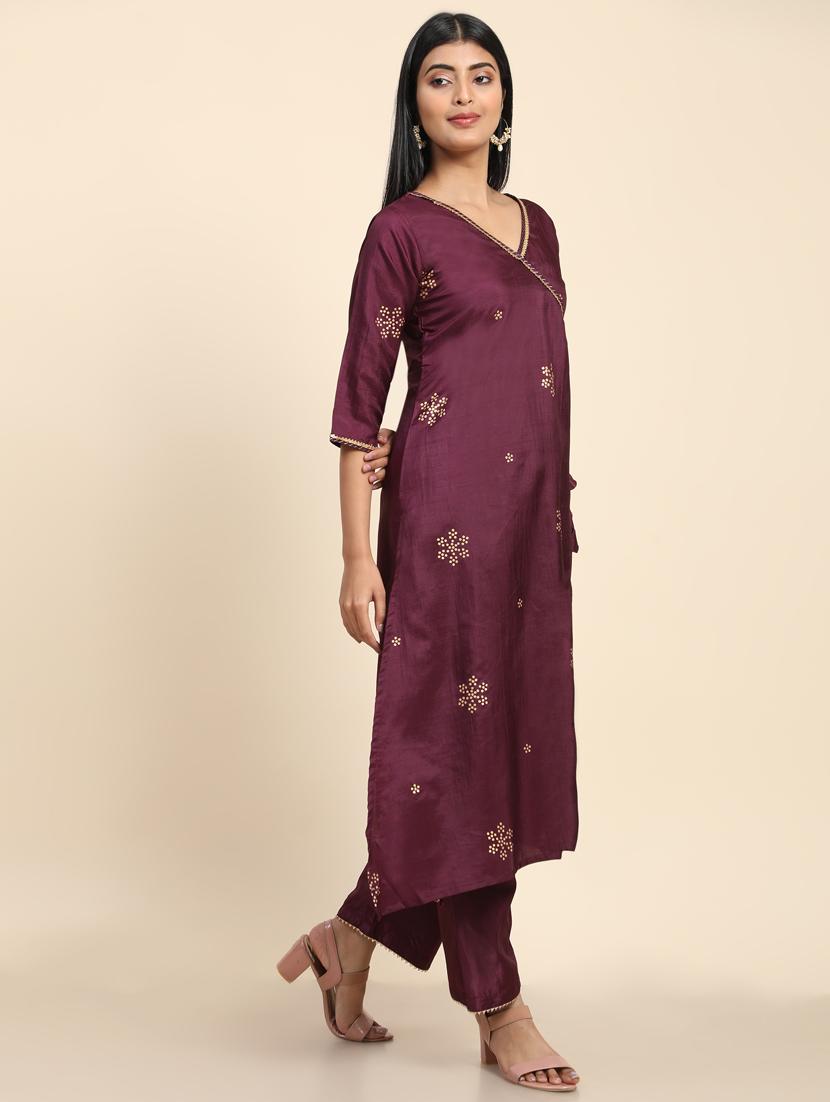 foil print kurta palazzo set - 20410967 - Standard Image - 1