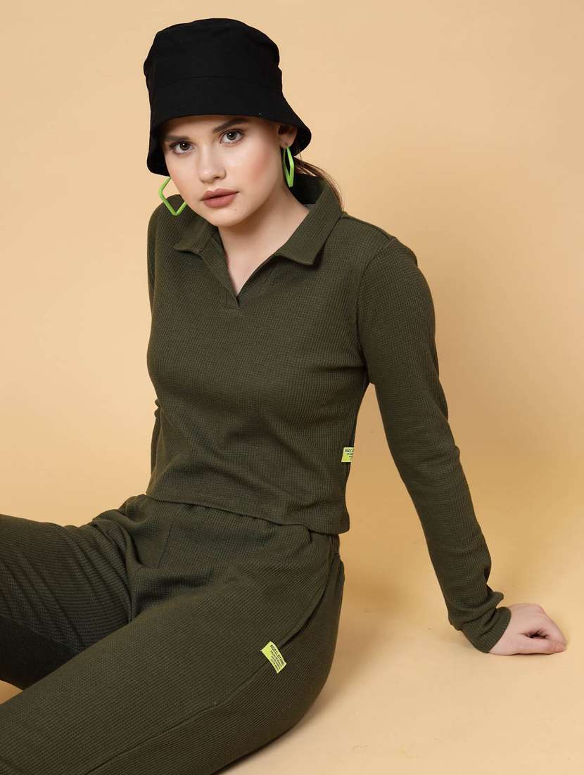 women solid co-ords set - 20411050 -  Standard Image - 6