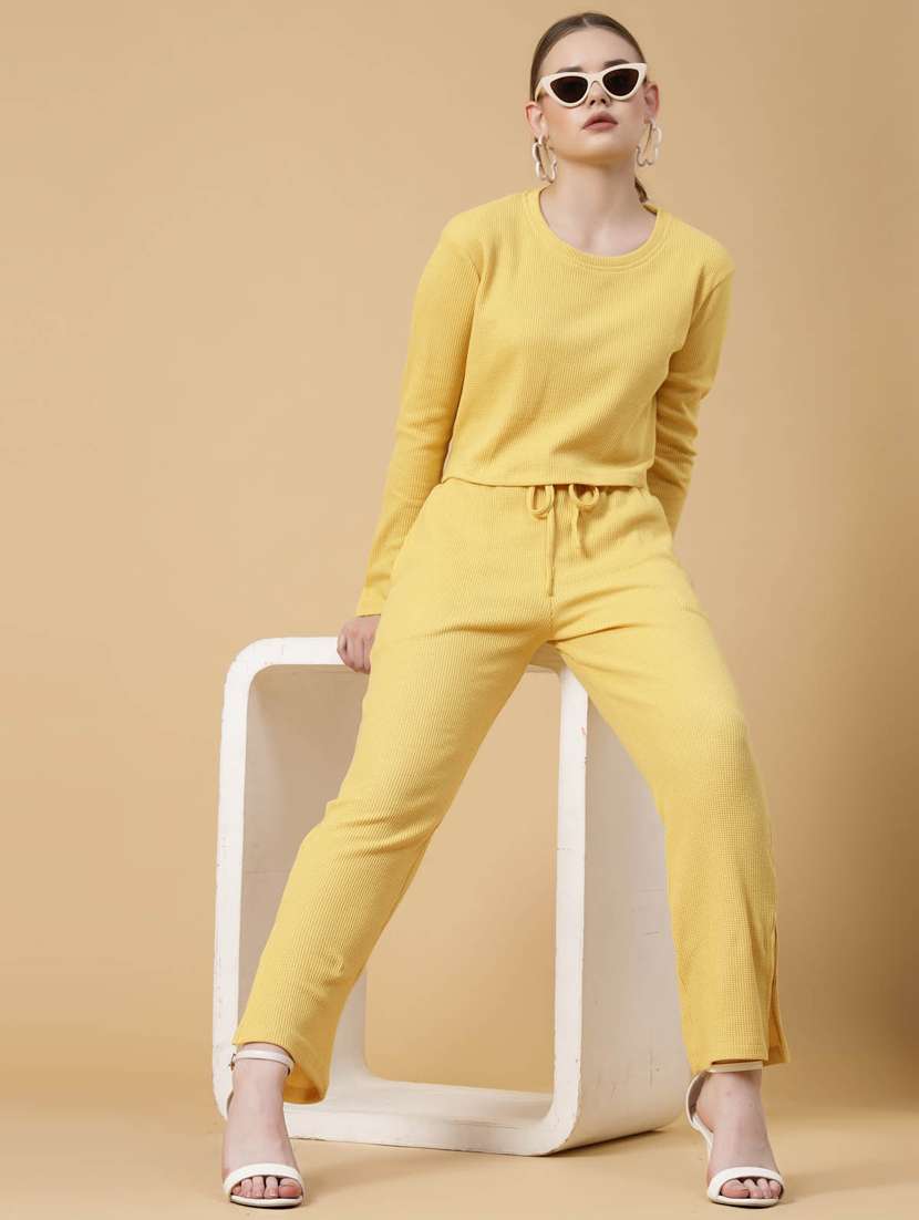 women solid co-ords set - 20411054 -  Standard Image - 1