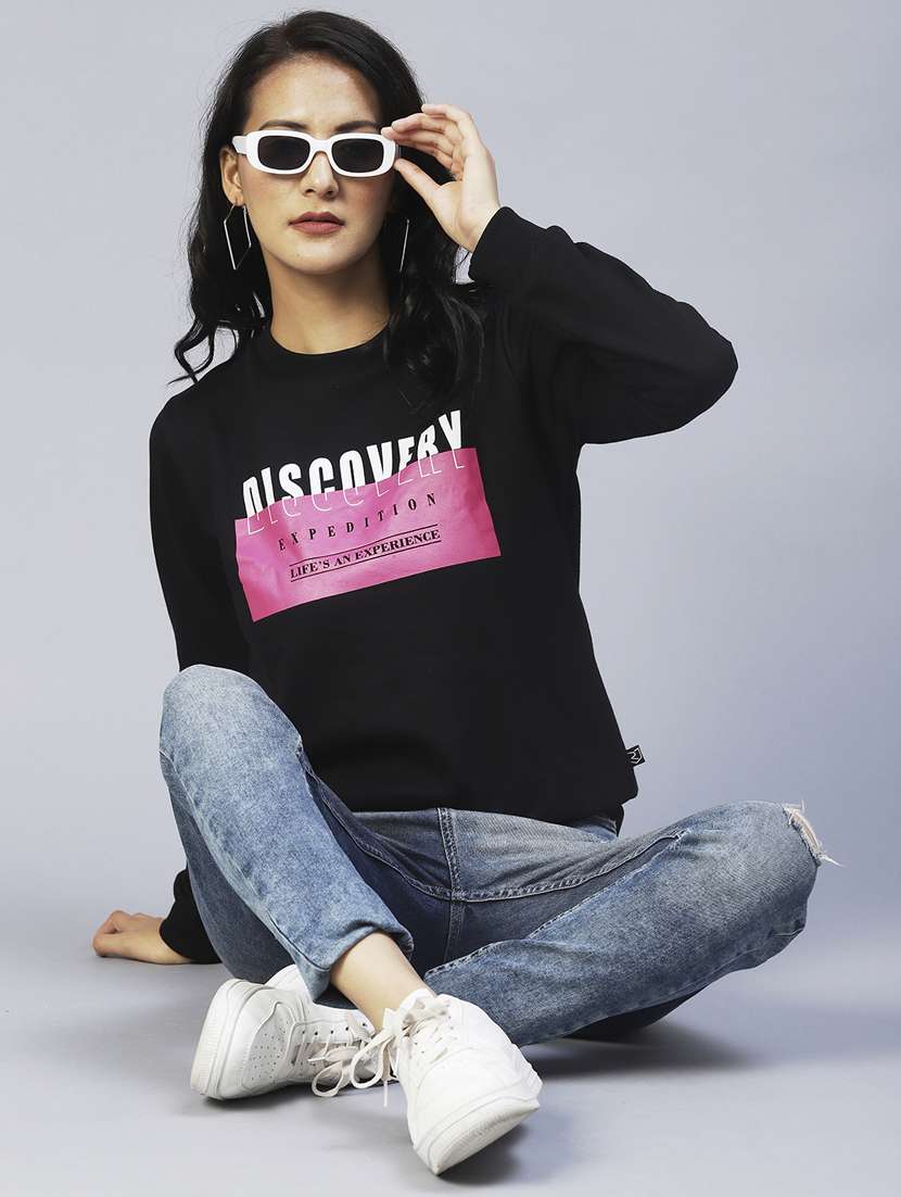 women long sleeved chest print sweatshirt - 20411165 -  Standard Image - 6