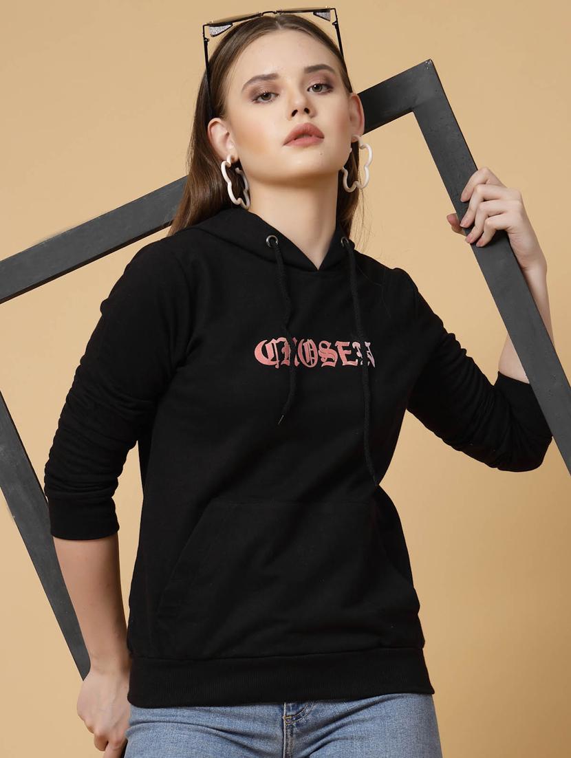 women chest print hooded sweatshirt - 20411180 - Standard Image - 1