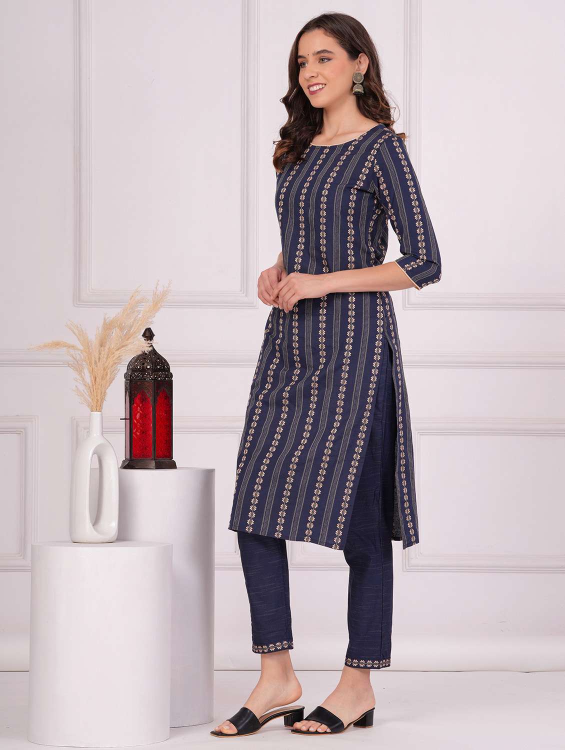 navy blue kurta pant set - 20411688 -  Standard Image - 1