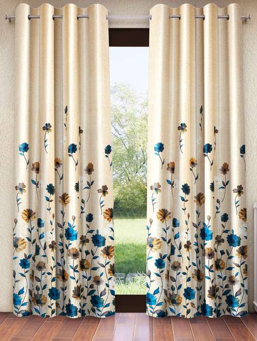 home sizzler 2 pieces digital print eyelet polyester door curtains - 7 feet, blue - 20412604 -  Standard Image - 0